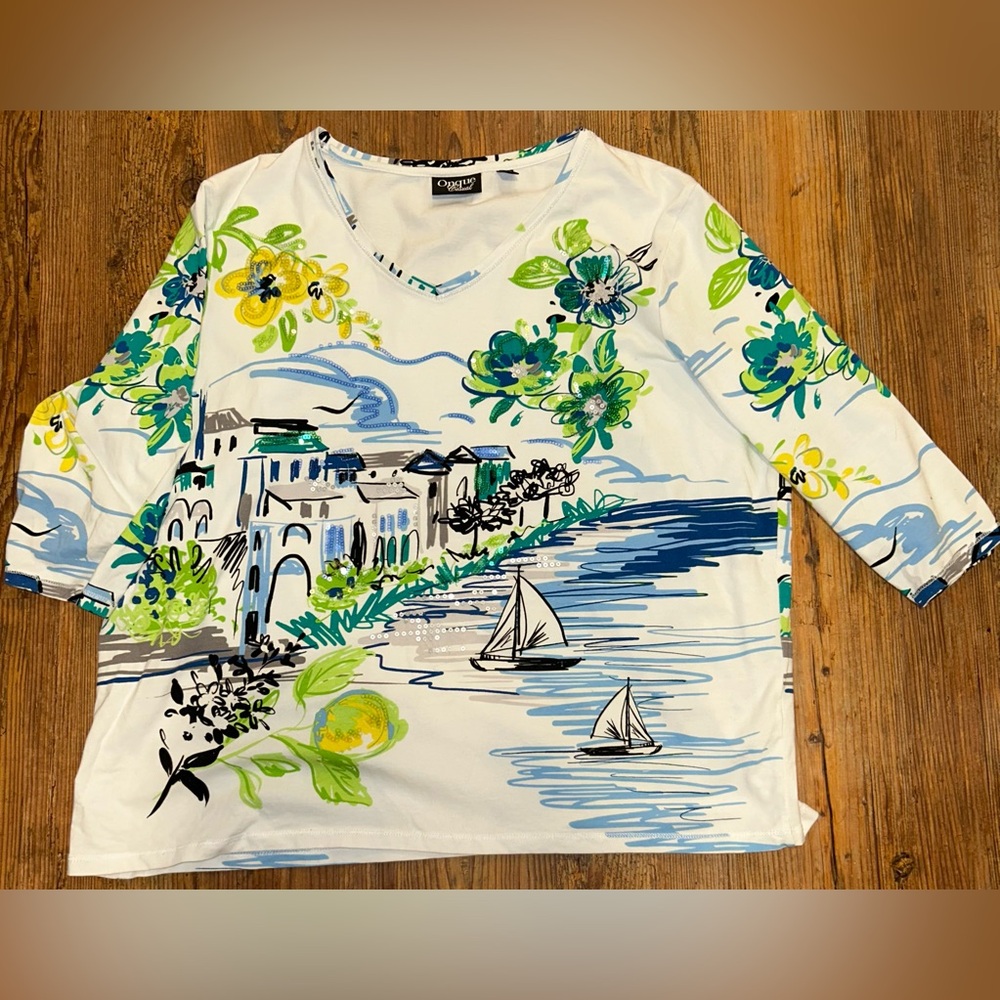 Onque Casual Colorful V-Neck Top size 1XL